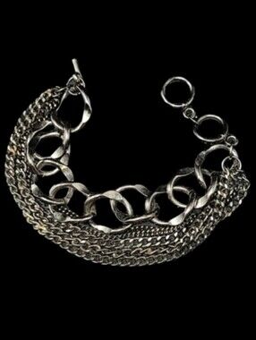 6 CHAIN BRONZE TONE TOGGLE CLASP T-BAR CLOSURE BRACELET